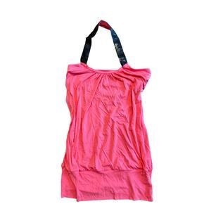 NWT Bebe Sport Vintage Y2K Knit Pink Halter Top w/Perforated Leather Strap M